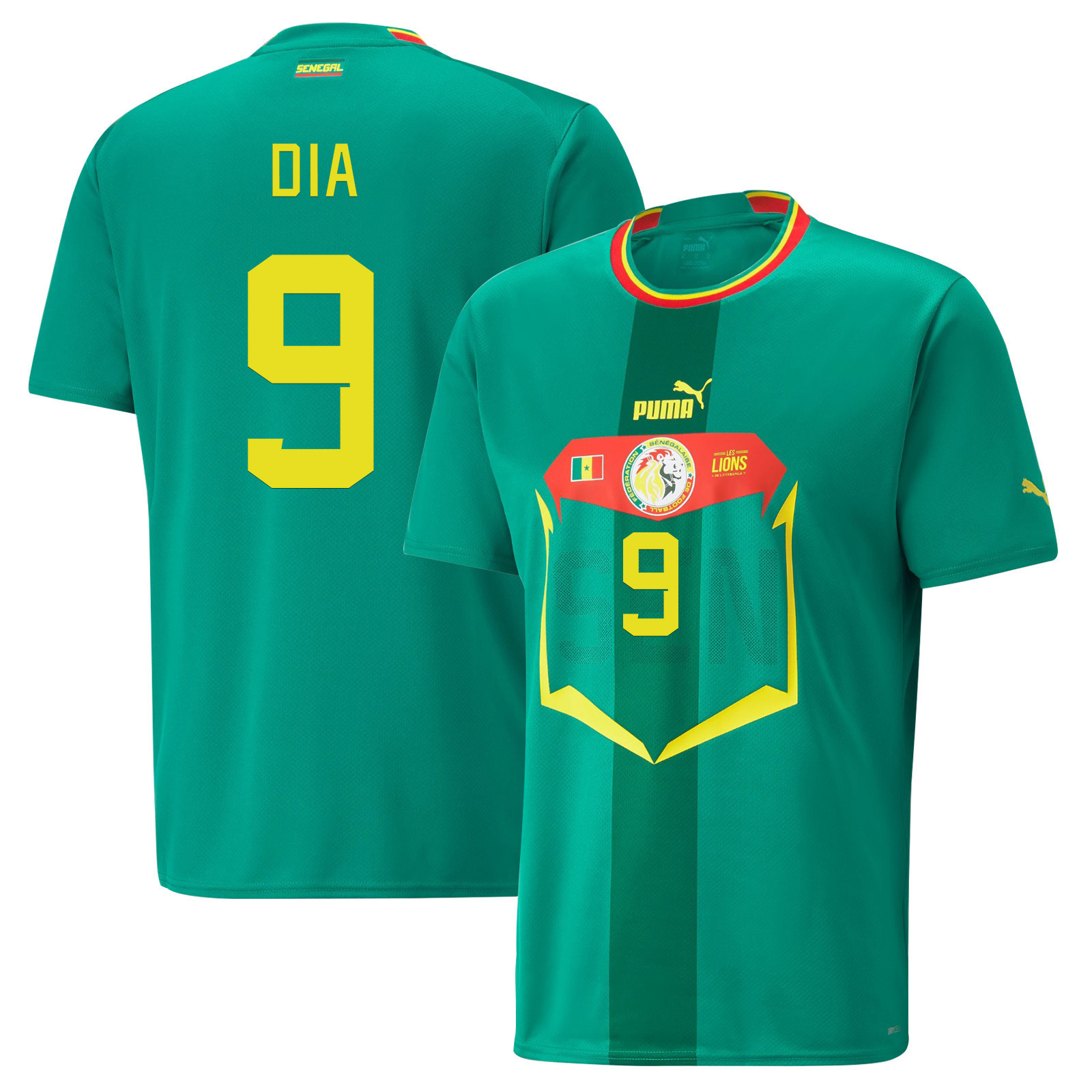Senegal National Team 2022-23 Qatar World Cup Boulaye Dia 9 Away Men Soccer Jersey – Green