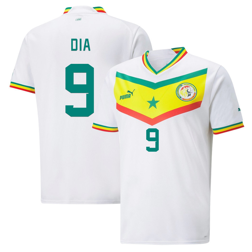 Senegal National Team 2022-23 Qatar World Cup Boulaye Dia 9 Home Men Soccer Jersey – White