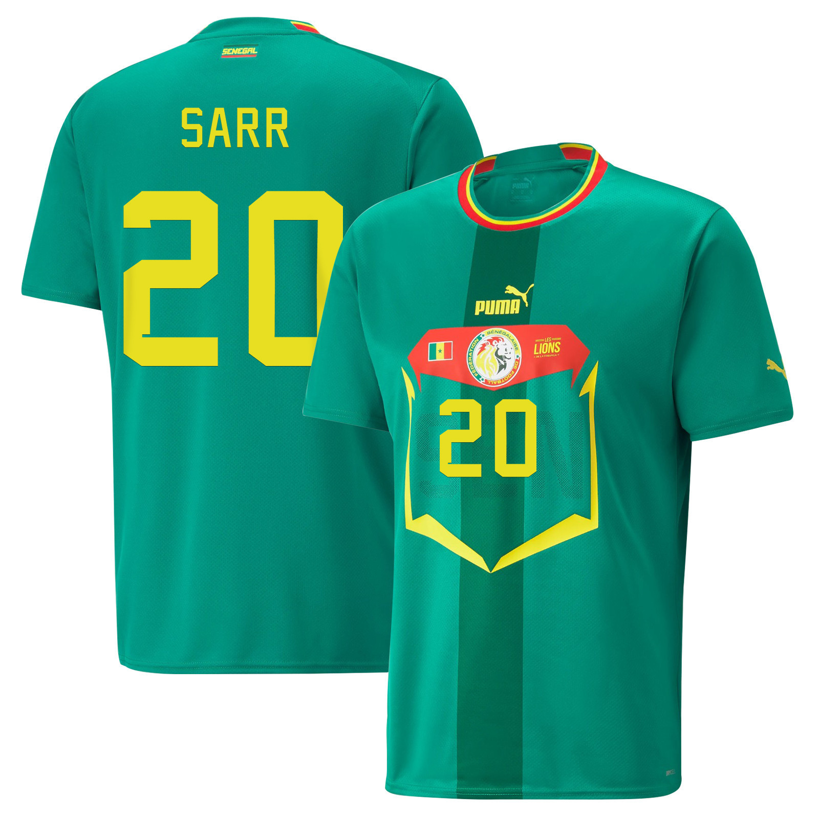 Senegal National Team 2022-23 Qatar World Cup Bouna Sarr 20 Away Men Soccer Jersey – Green