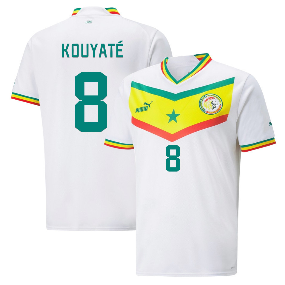 Senegal National Team 2022-23 Qatar World Cup Cheikhou Kouyaté 8 Home Men Soccer Jersey – White