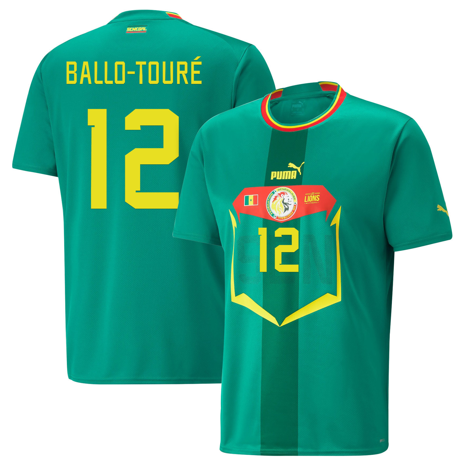 Senegal National Team 2022-23 Qatar World Cup Fodé Ballo-Touré 12 Away Men Soccer Jersey – Green
