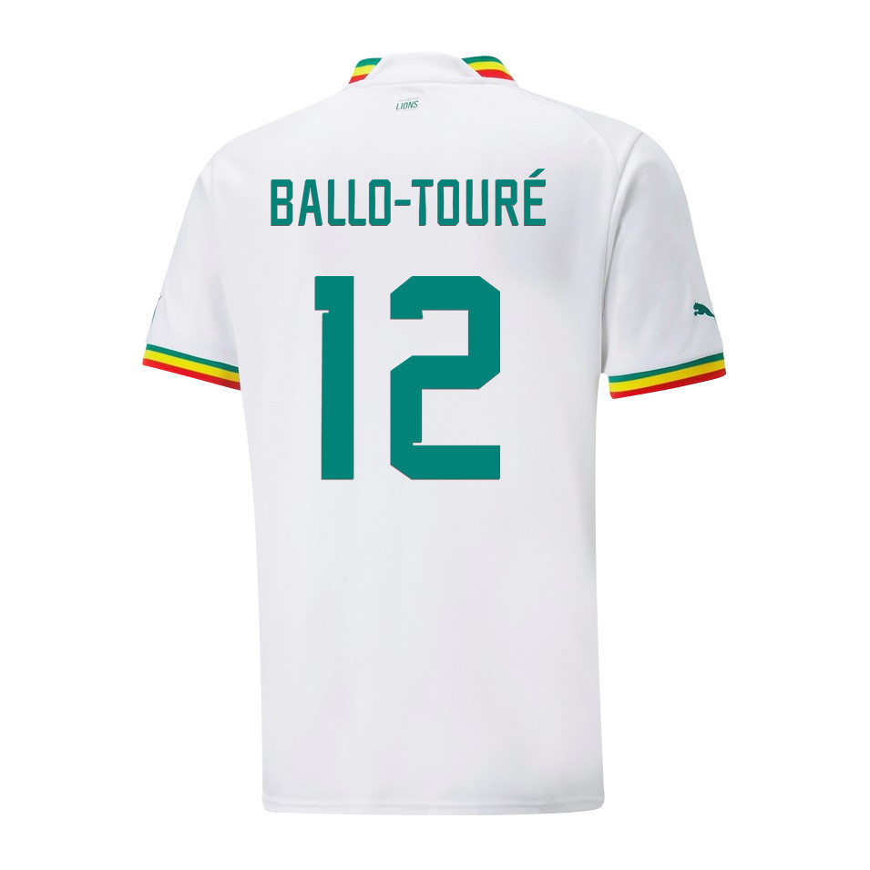 Senegal National Team 2022-23 Qatar World Cup Fodé Ballo-Touré 12 Home Men Soccer Jersey – White