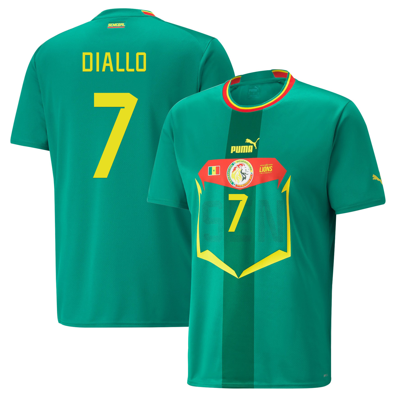 Senegal National Team 2022-23 Qatar World Cup Habib Diallo 7 Away Men Soccer Jersey – Green