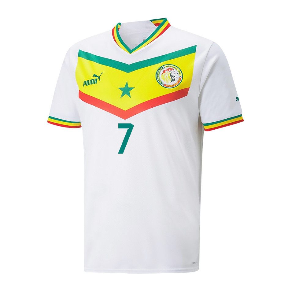 Senegal National Team 2022-23 Qatar World Cup Habib Diallo 7 Home Men Soccer Jersey – White