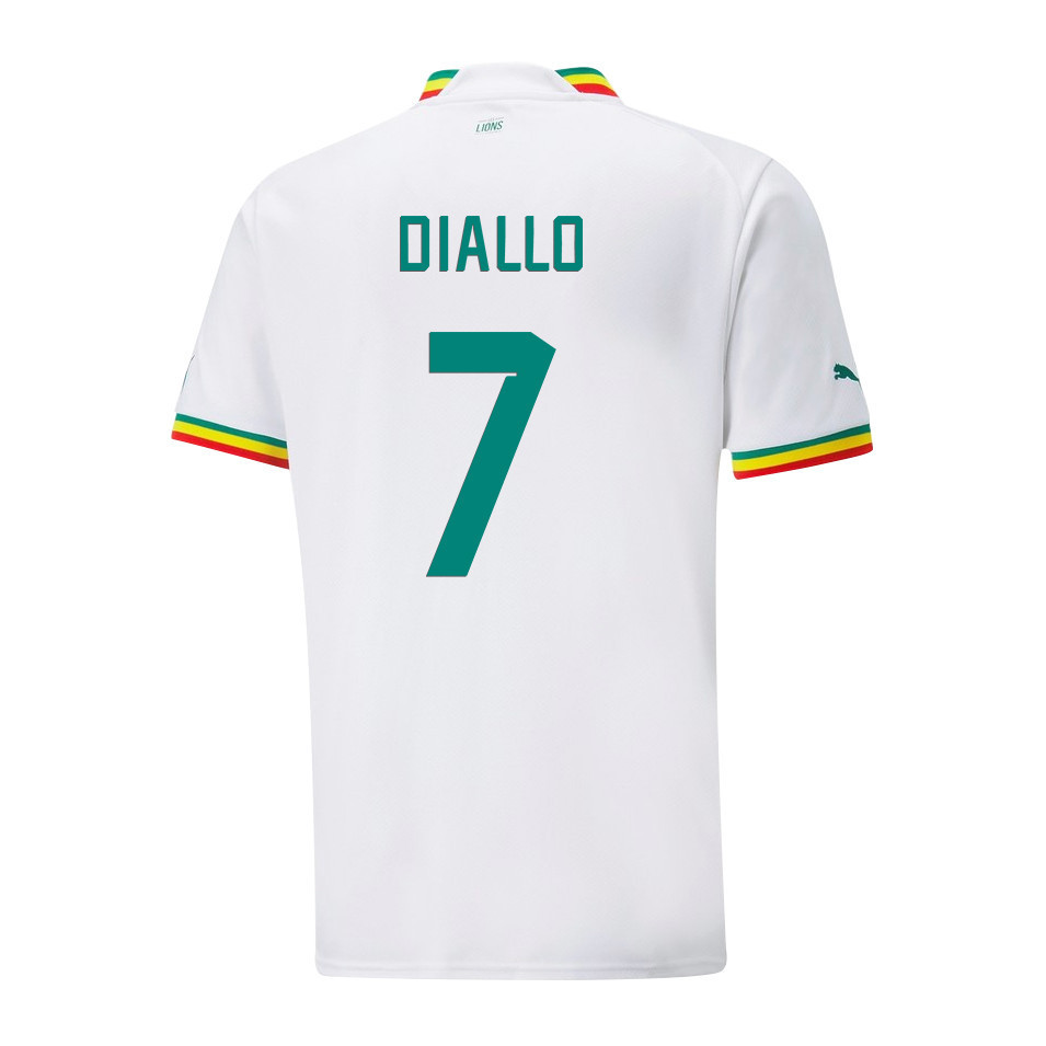 Senegal National Team 2022-23 Qatar World Cup Habib Diallo 7 Home Men Soccer Jersey – White