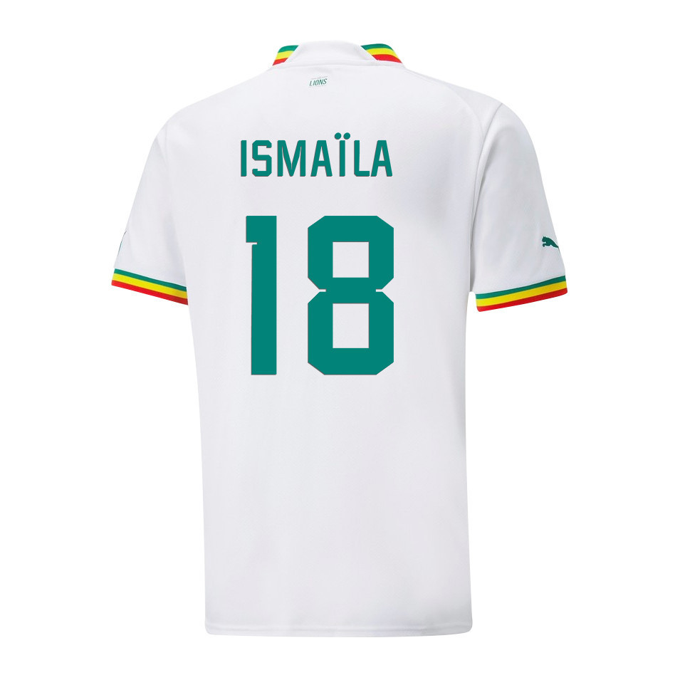 Senegal National Team 2022-23 Qatar World Cup Ismaïla Sarr 18 Home Men Soccer Jersey – White