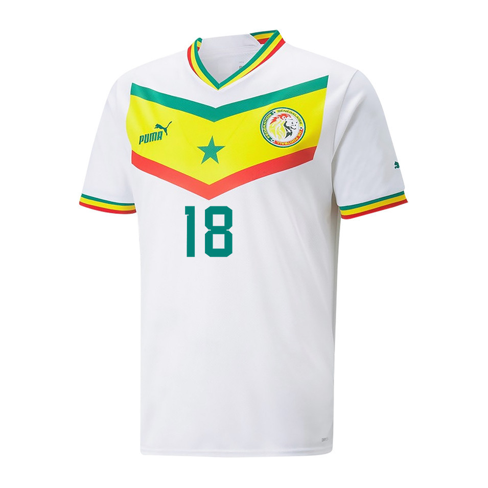 Senegal National Team 2022-23 Qatar World Cup Ismaïla Sarr 18 Home Men Soccer Jersey – White