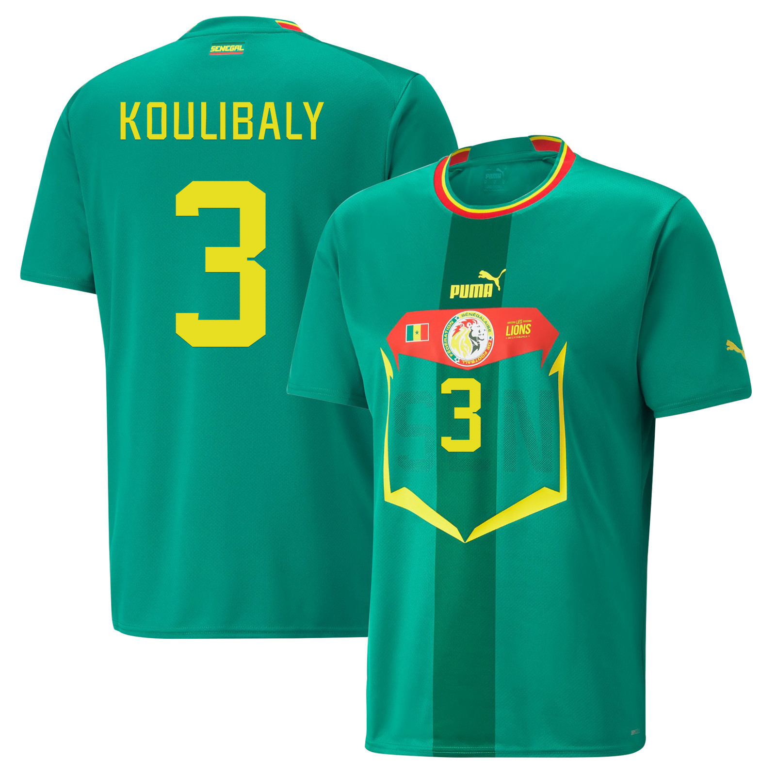 Senegal National Team 2022-23 Qatar World Cup Kalidou Koulibaly 3 Away Men Soccer Jersey – Green