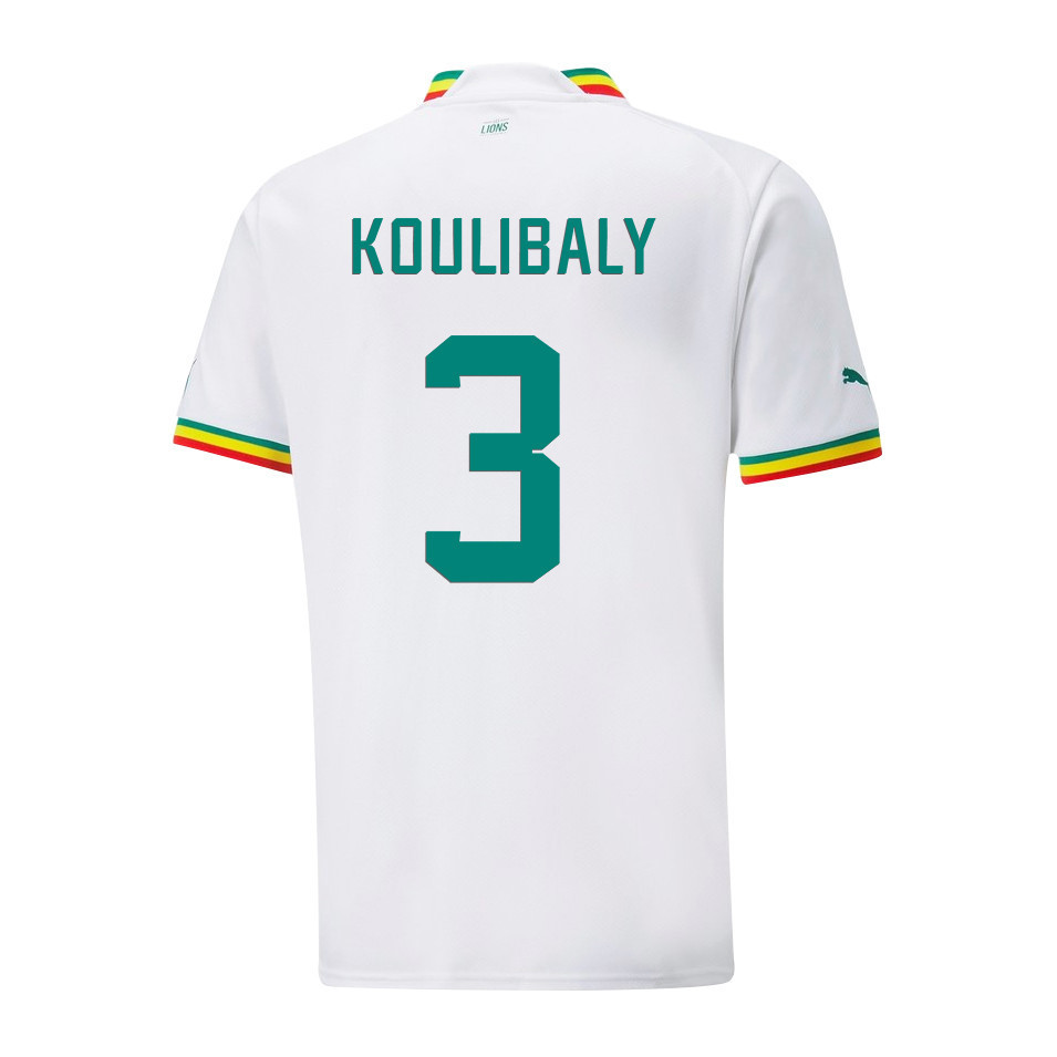 Senegal National Team 2022-23 Qatar World Cup Kalidou Koulibaly 3 Home Men Soccer Jersey – White