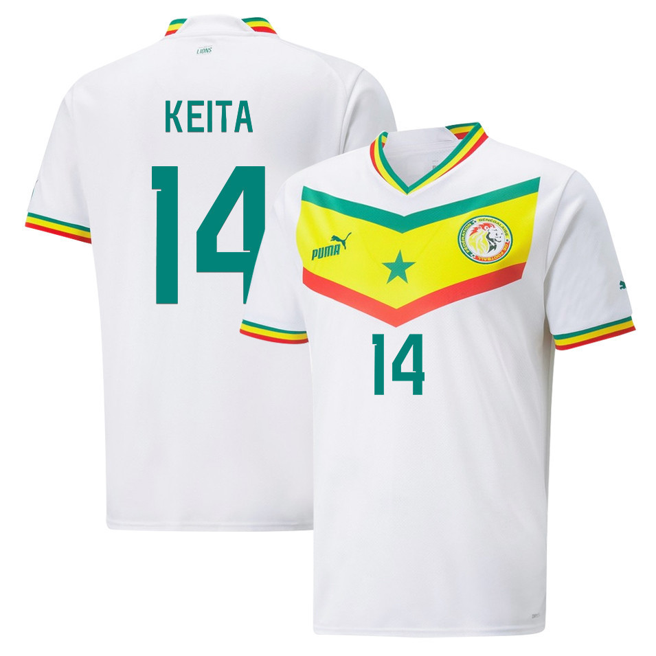 Senegal National Team 2022-23 Qatar World Cup Keita Baldé 14 Home Men Soccer Jersey – White