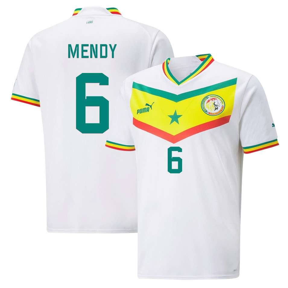Senegal National Team 2022-23 Qatar World Cup Nampalys Mendy 6 Home Men Soccer Jersey – White