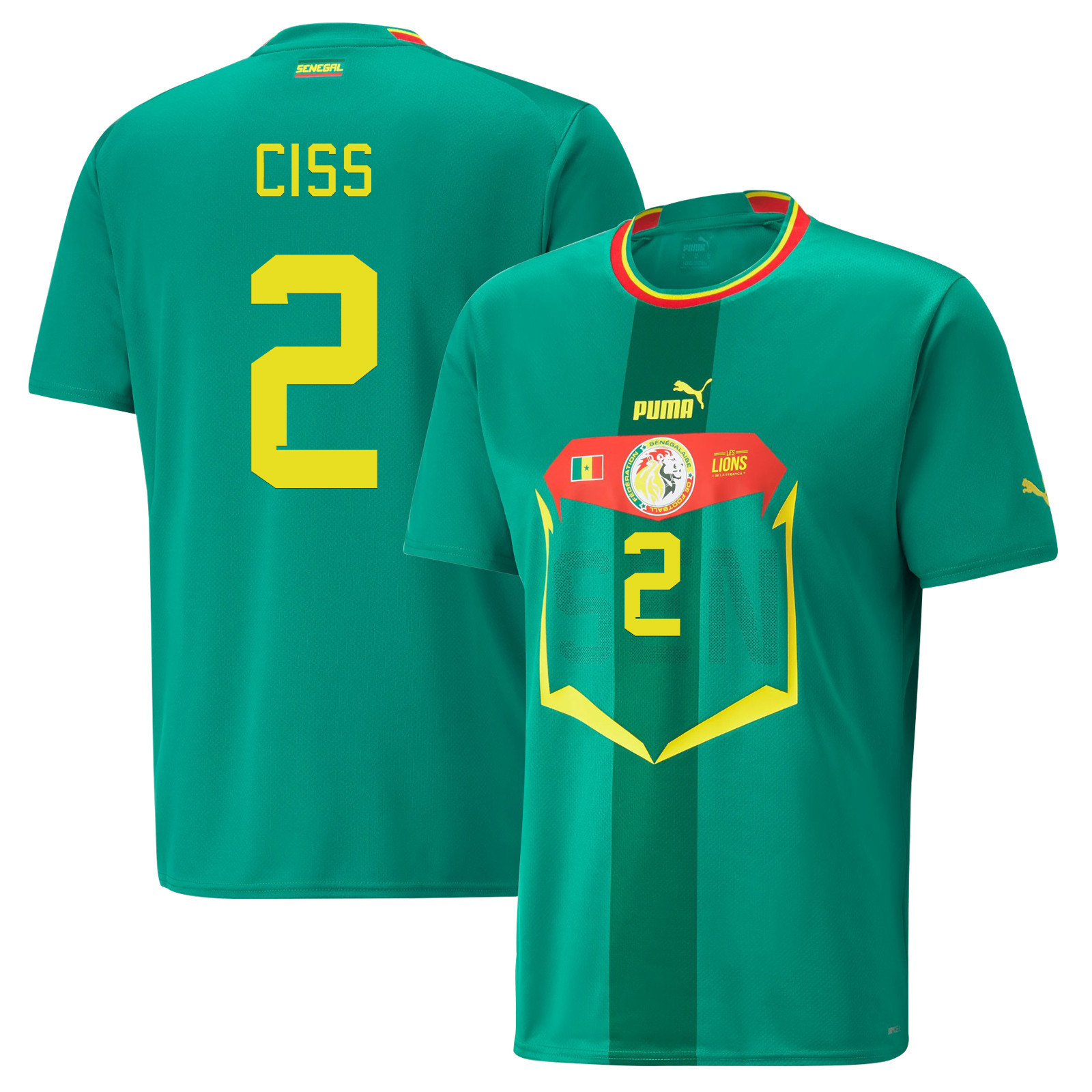 Senegal National Team 2022-23 Qatar World Cup Saliou Ciss 2 Away Men Soccer Jersey – Green