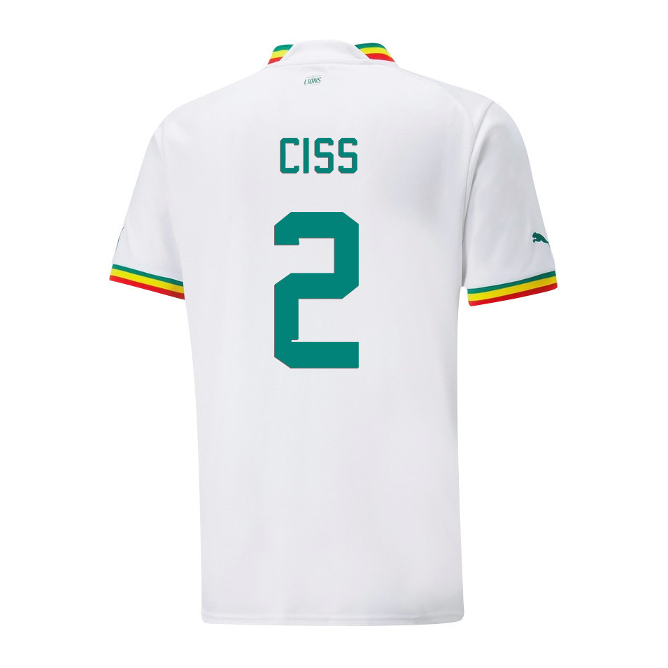 Senegal National Team 2022-23 Qatar World Cup Saliou Ciss 2 Home Men Soccer Jersey – White