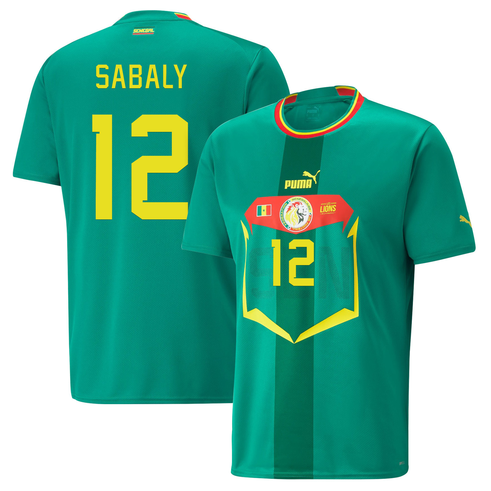 Senegal National Team 2022-23 Qatar World Cup Youssouf Sabaly 12 Away Men Soccer Jersey – Green