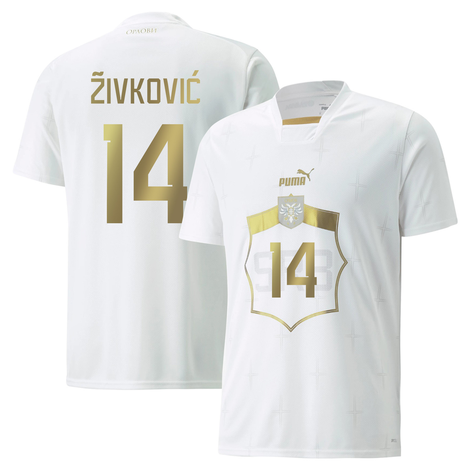 Serbia National Team Andrija Zivkovic 14 Qatar World Cup 2022-23 Away Soccer Jersey,