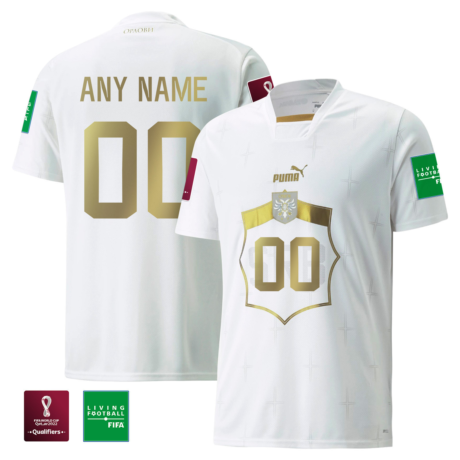 Serbia National Team Custom 00 FIFA World Cup Qatar 2022 – Patch Away Men Soccer Jersey
