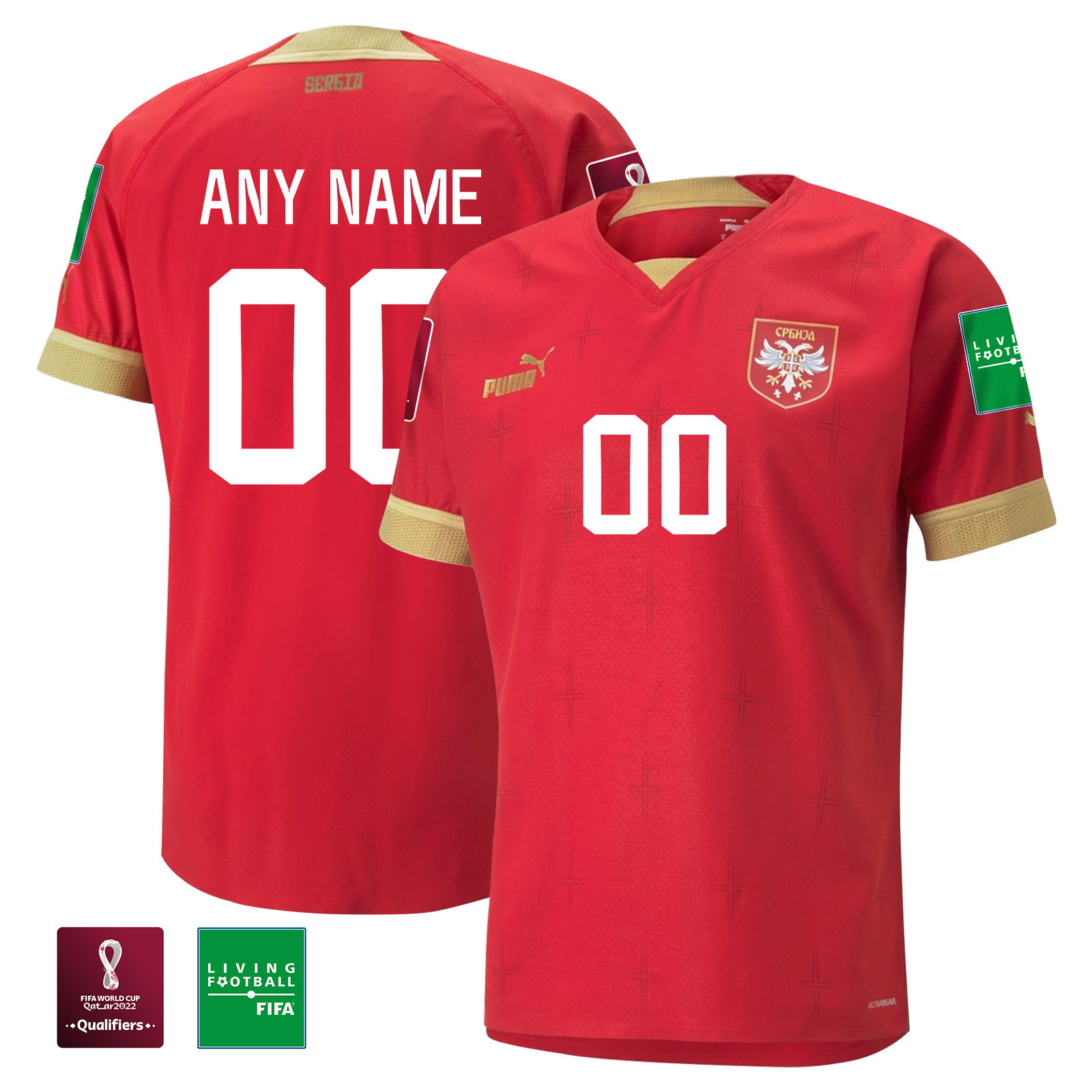 Serbia National Team FIFA World Cup Qatar 2022 Custom 00 – Home Soccer Jersey With Patch