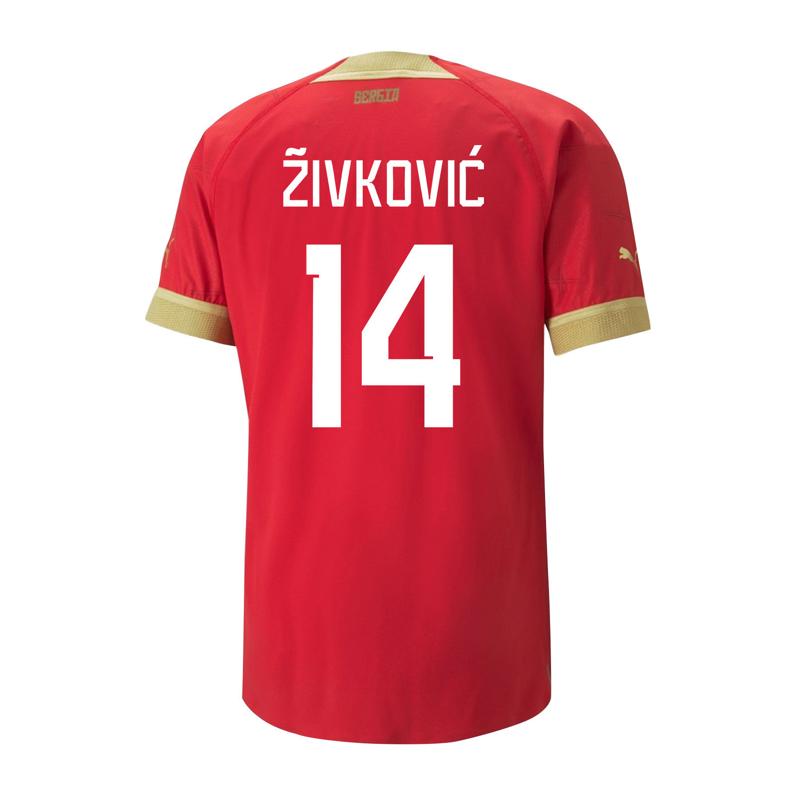 Serbia National Team FIFA World Cup Qatar 2022 Patch Home Men Soccer Jersey – Andrija Zivkovic 14