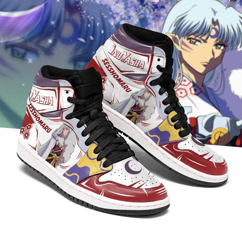 Sesshomaru JD1s Sneakers Inuyasha Anime JD1s Sneakers Leather, Air Jordan Hightop