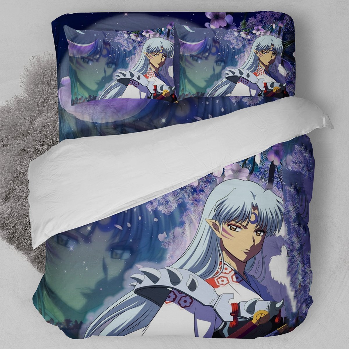 Sesshomaru Purple Duvet Cover Bedding Set