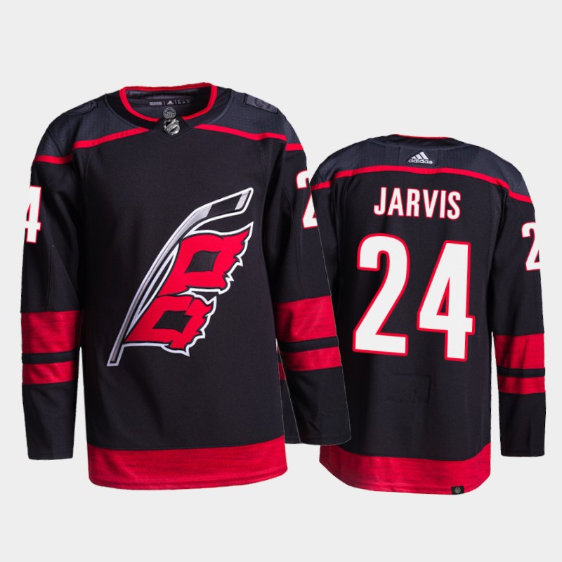 Seth Jarvis Carolina Hurricanes Primegreen Pro Jersey 2021-22 Black #24 Alternate Uniform