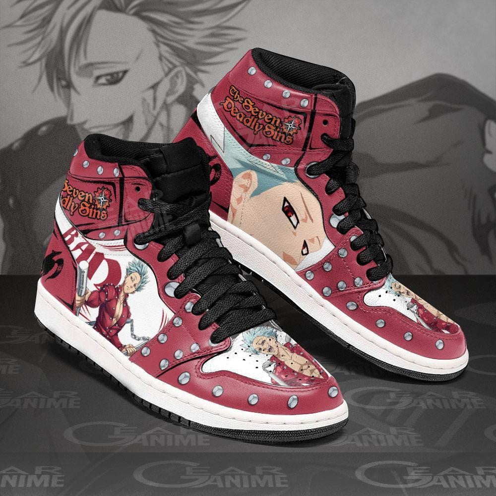 Seven Deadly Sins Ban JD1s Sneakers Anime Shoes, Air Jordan Hightop