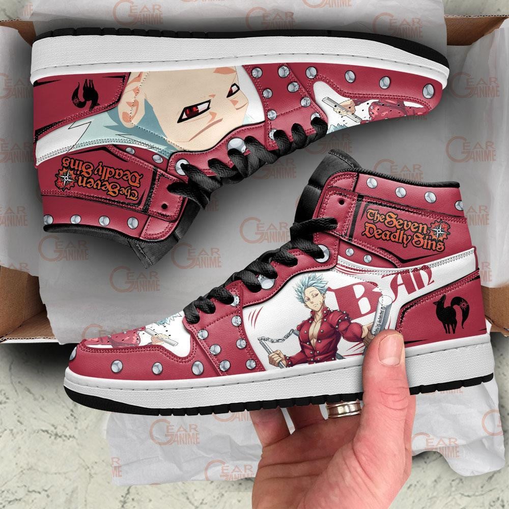 Seven Deadly Sins Ban JD1s Sneakers Anime Shoes, Air Jordan Hightop