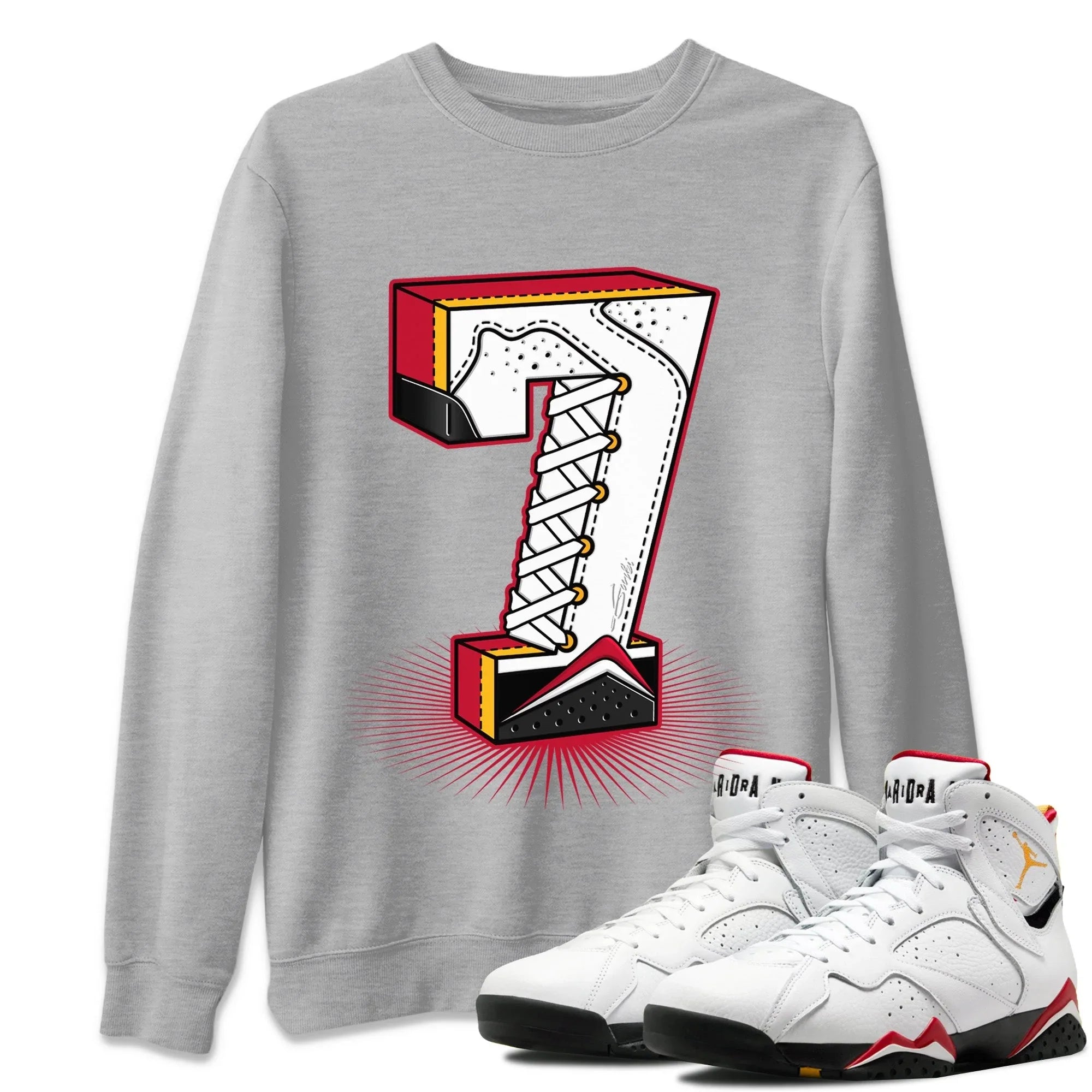 Seven Statue Unisex Sweater – Air Jordan 7 Cardinal, Sneakers Matching Sweater