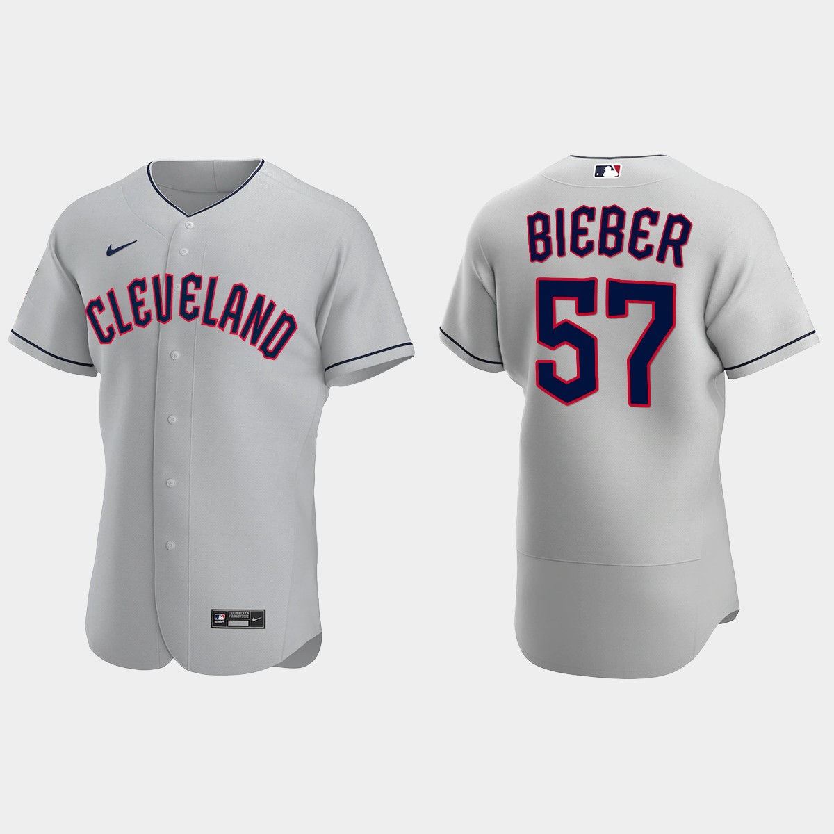 Shane Bieber Cleveland Guardians 2022 Road Jersey - Gray