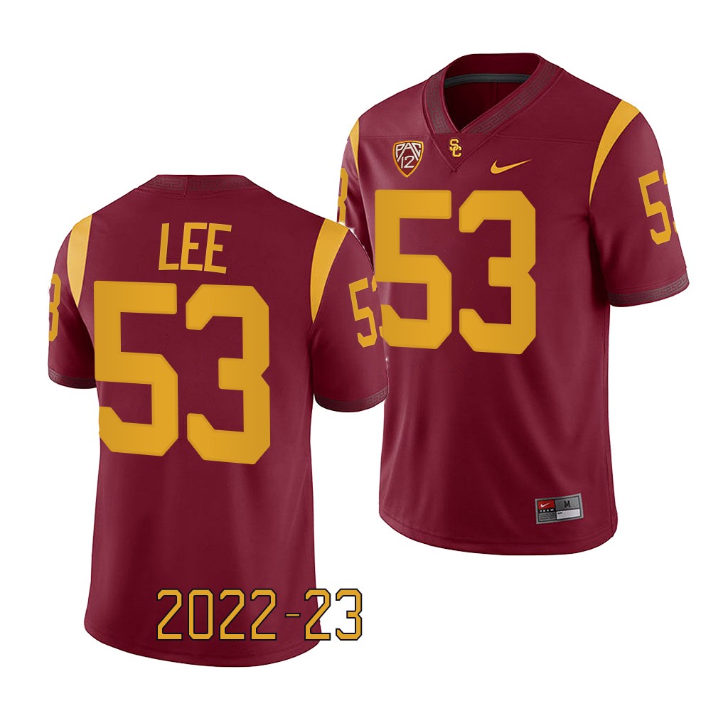 Shane Lee USC Trojans 2022-23 Game College Jersey Men's Cardinal #53 Uniform
