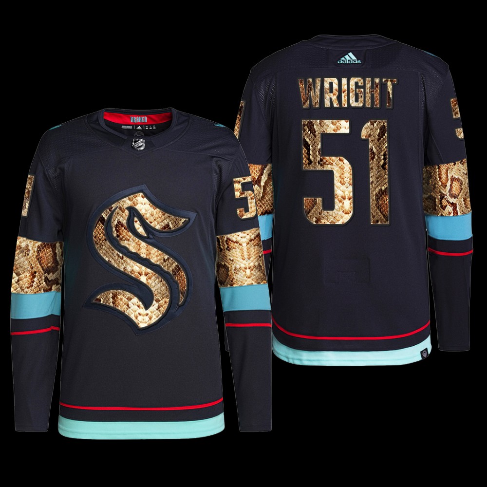 Shane Wright Seattle Kraken Golden Python Skin Jersey Navy #51 Uniform