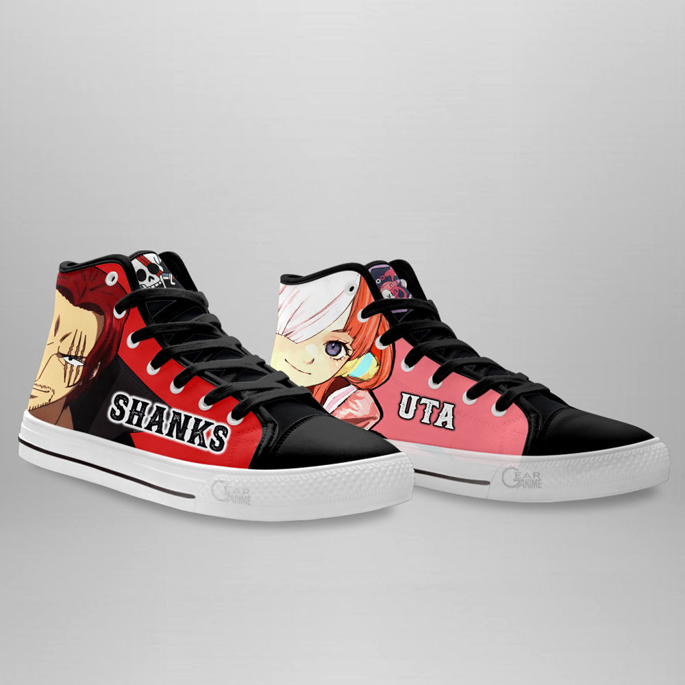 Shanks and Uta High Top Shoes One Piece Red Custom Anime Sneakers