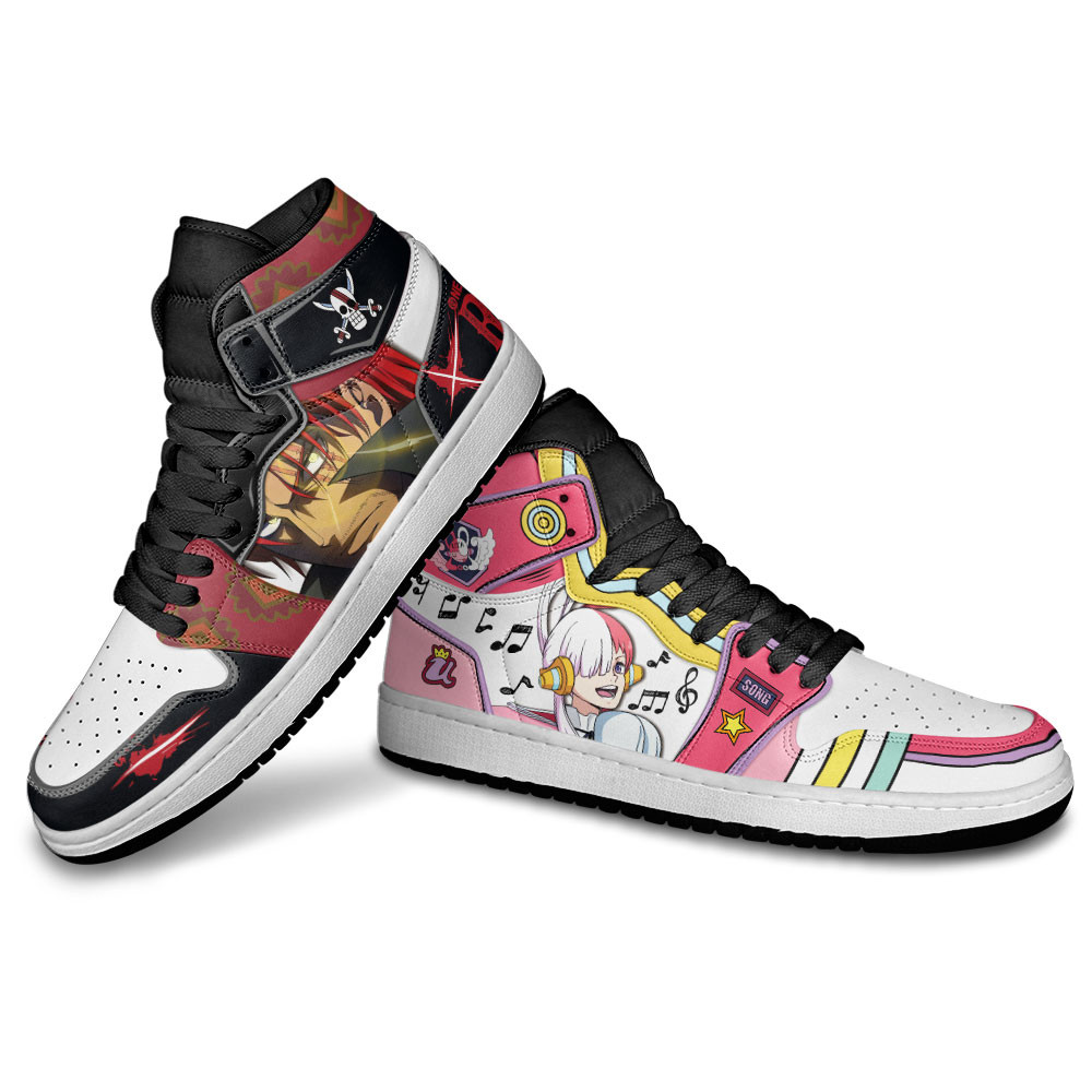 Shanks and Uta JD1s Sneakers One Piece Red Anime Shoes, Air Jordan Hightop
