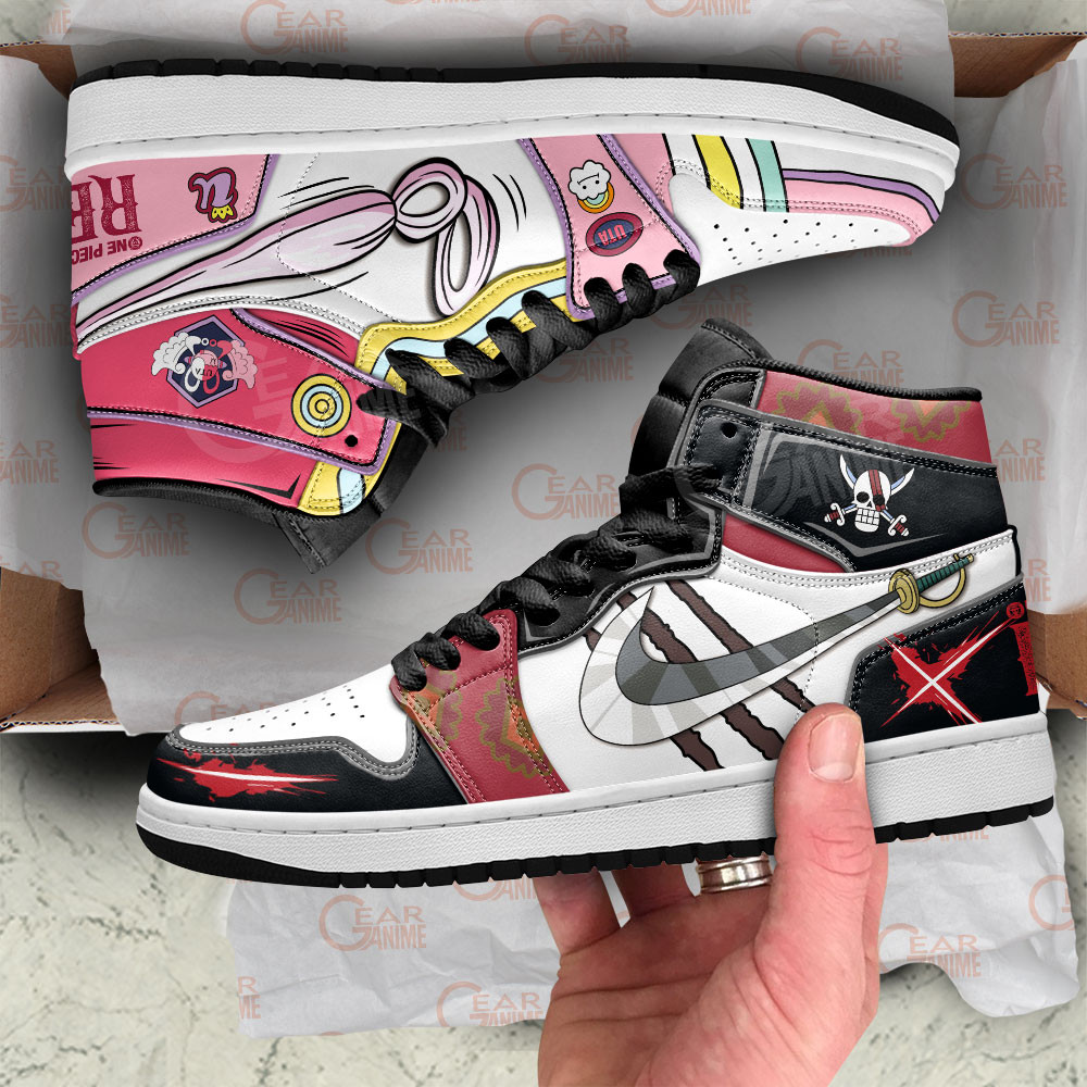 Shanks and Uta JD1s Sneakers One Piece Red Anime Shoes Great Gift For Fans, Air Jordan Hightop