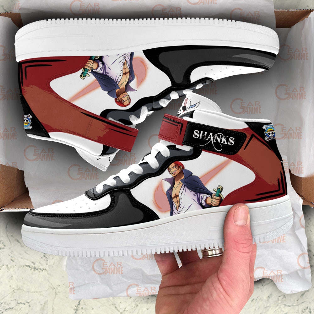 Shanks Sneakers Air Mid One Piece Custom Anime Shoes