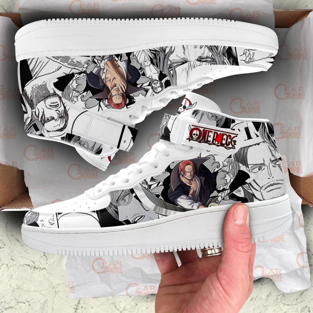 Shanks Sneakers Air Mid One Piece Custom Anime Shoes Mix Manga