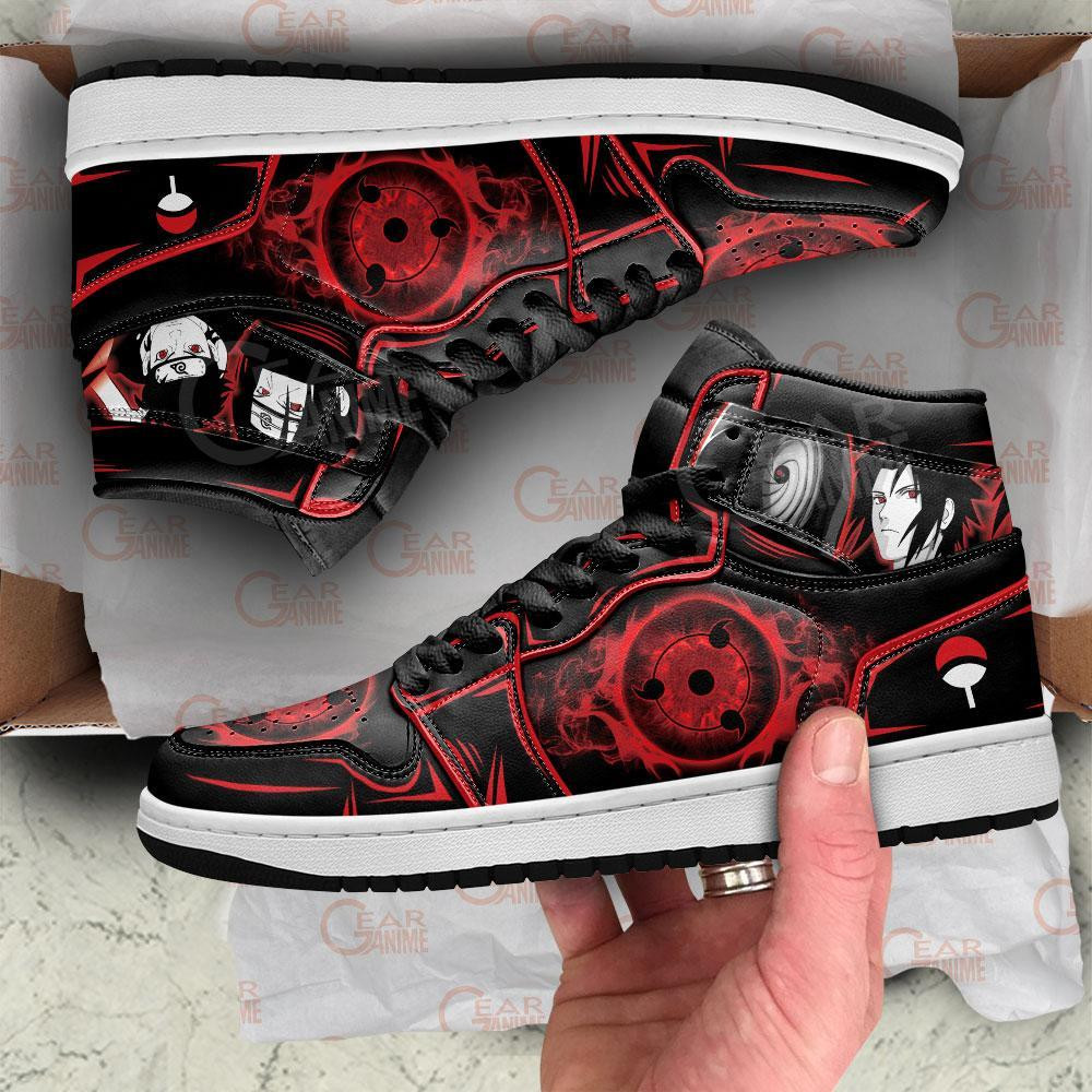 Sharingan Eyes JD1s Sneakers Naruto Uchiha Clan Anime Shoes, Air Jordan Hightop