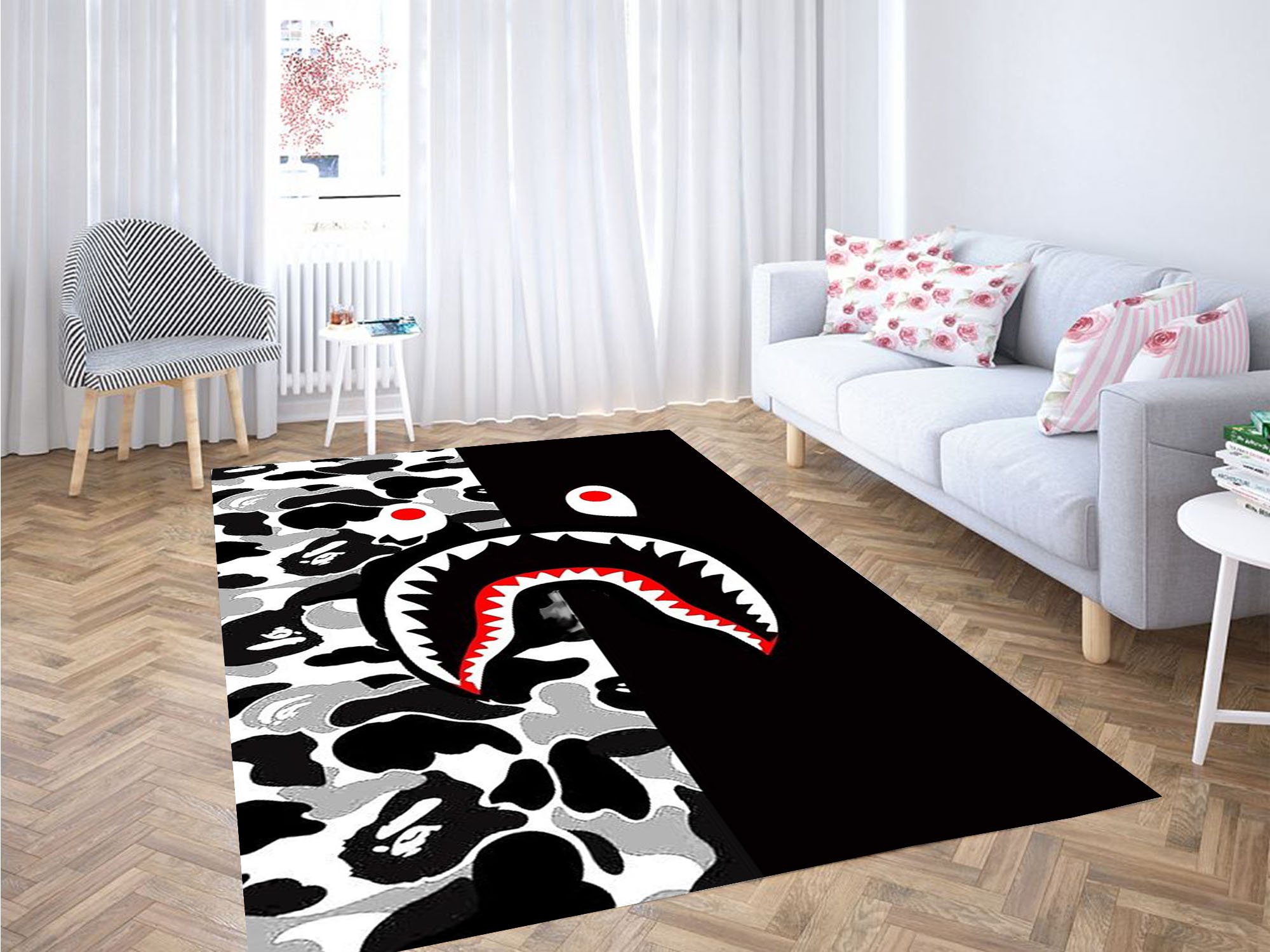 Shark Face Wallpaper Carpet Rectangle Rug