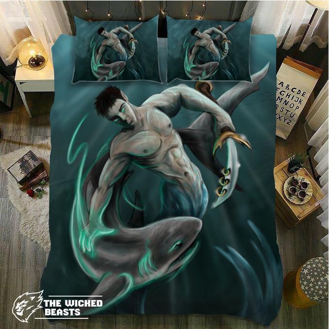 Shark God 3D Customized Duvet Cover Bedding Set