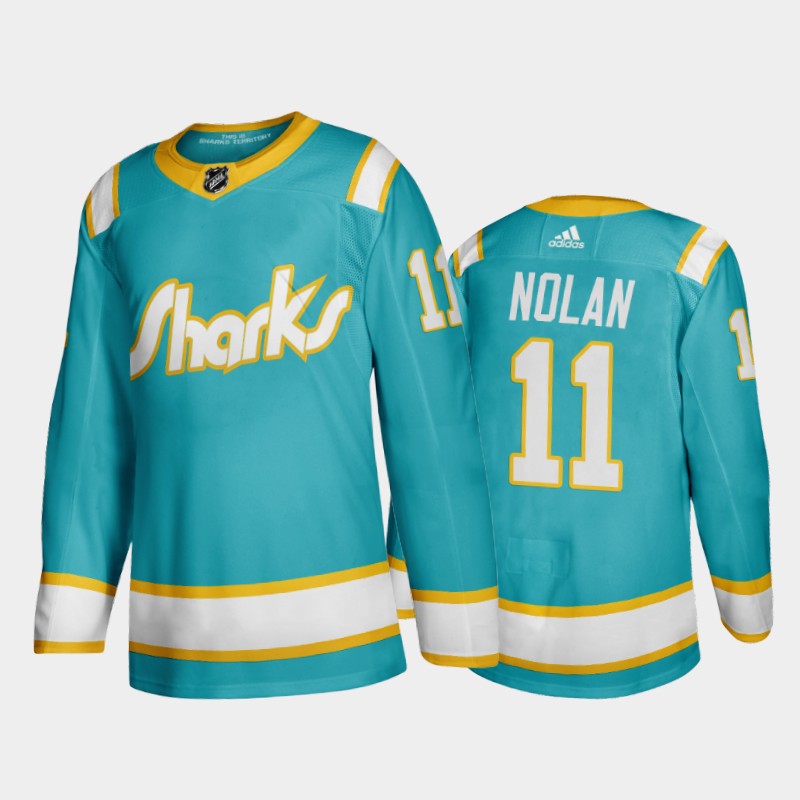 Sharks Owen Nolan #11 Throwback Teal 2019-20 Player Jersey
