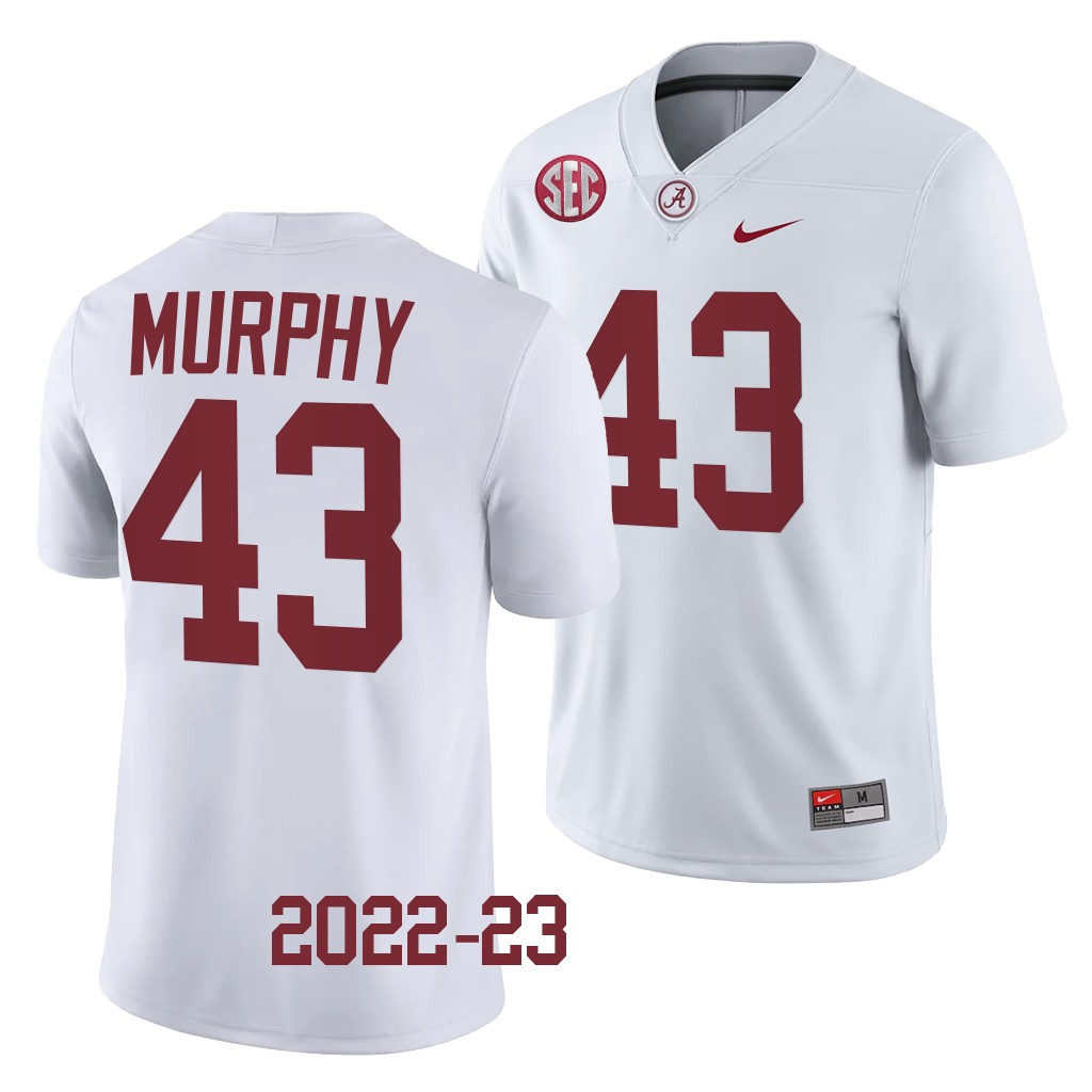 Shawn Murphy Alabama Crimson Tide #43 White Jersey 2022-23 College Men's Uniform