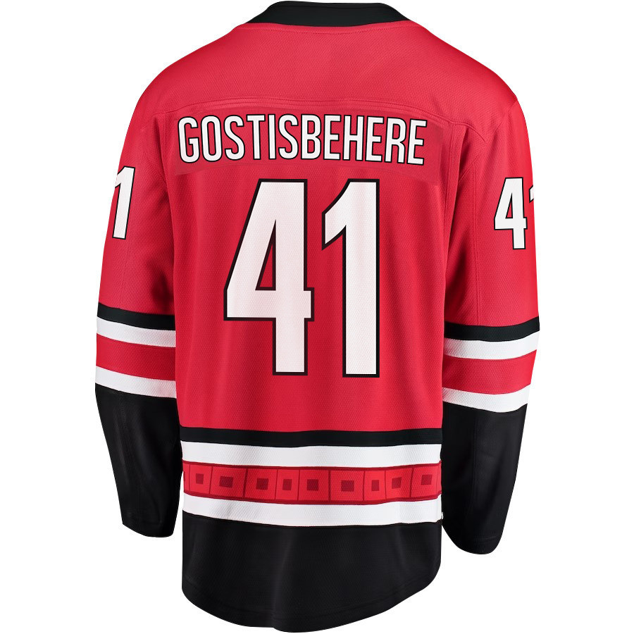 Shayne Gostisbehere 41 Carolina Hurricanes Stanley Cup 2023 Playoffs Patch Home Breakaway Men Stitched Jersey – Red