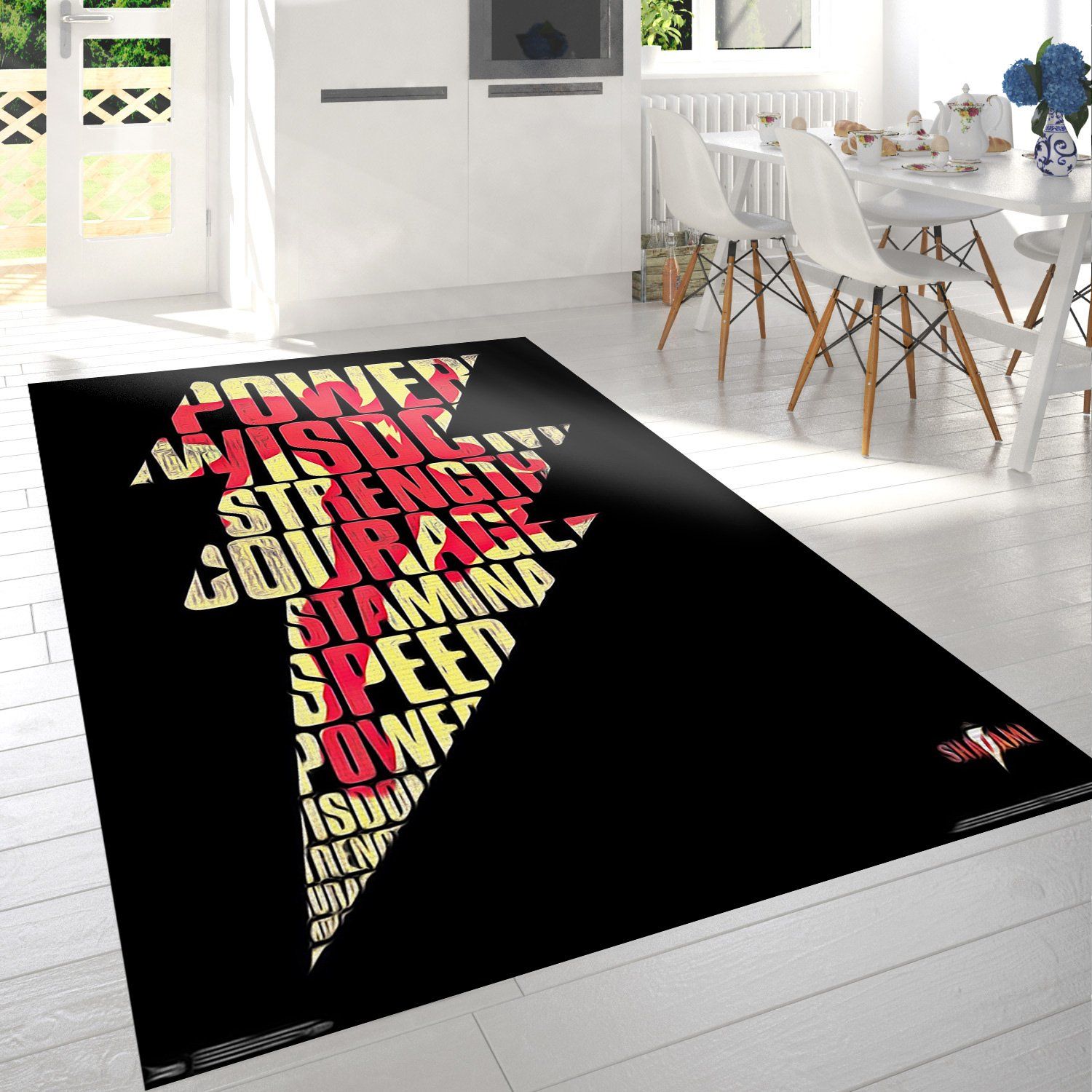 Shazam Bolt Rectangle Rug – Custom Size And Printing