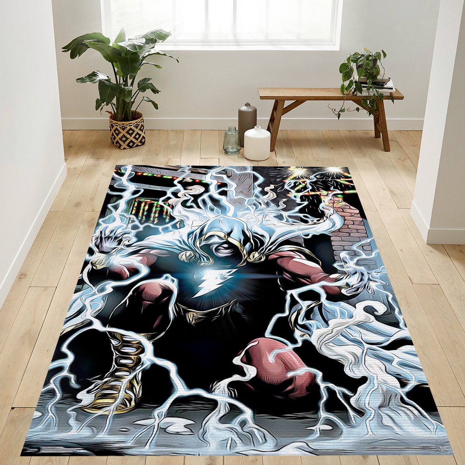 Shazam Lightning Rectangle Rug – Custom Size And Printing