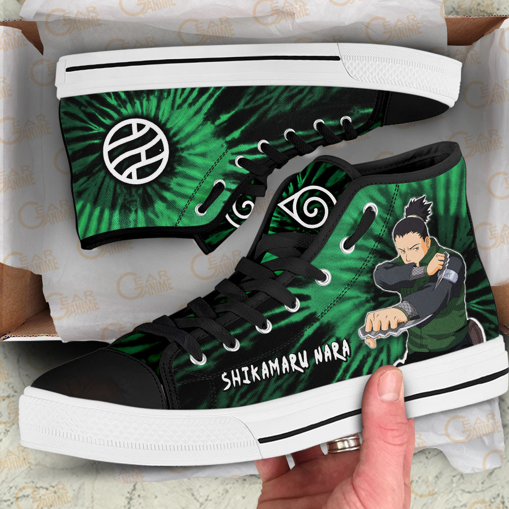 Shikamaru Nara High Top Shoes Custom Anime Sneakers Tie Dye Style