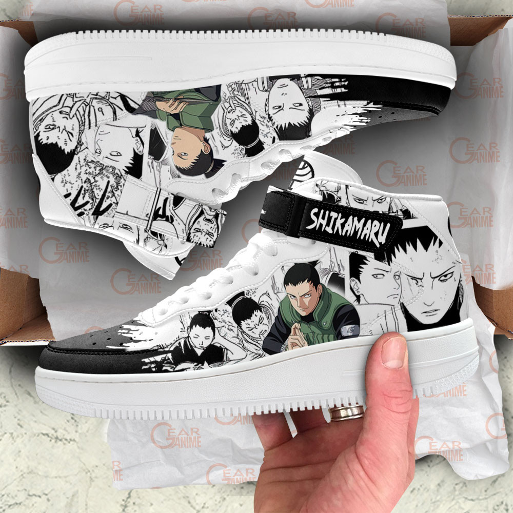 Shikamaru Nara Sneakers Air Mid Custom Anime Shoes Mix Manga