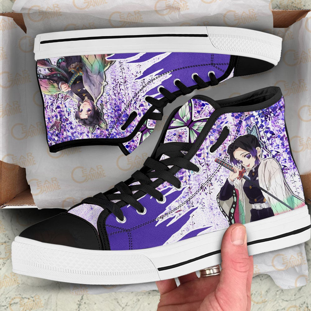 Shinobu Kocho High Top Shoes Demon Slayer Sneakers Wisteria Style