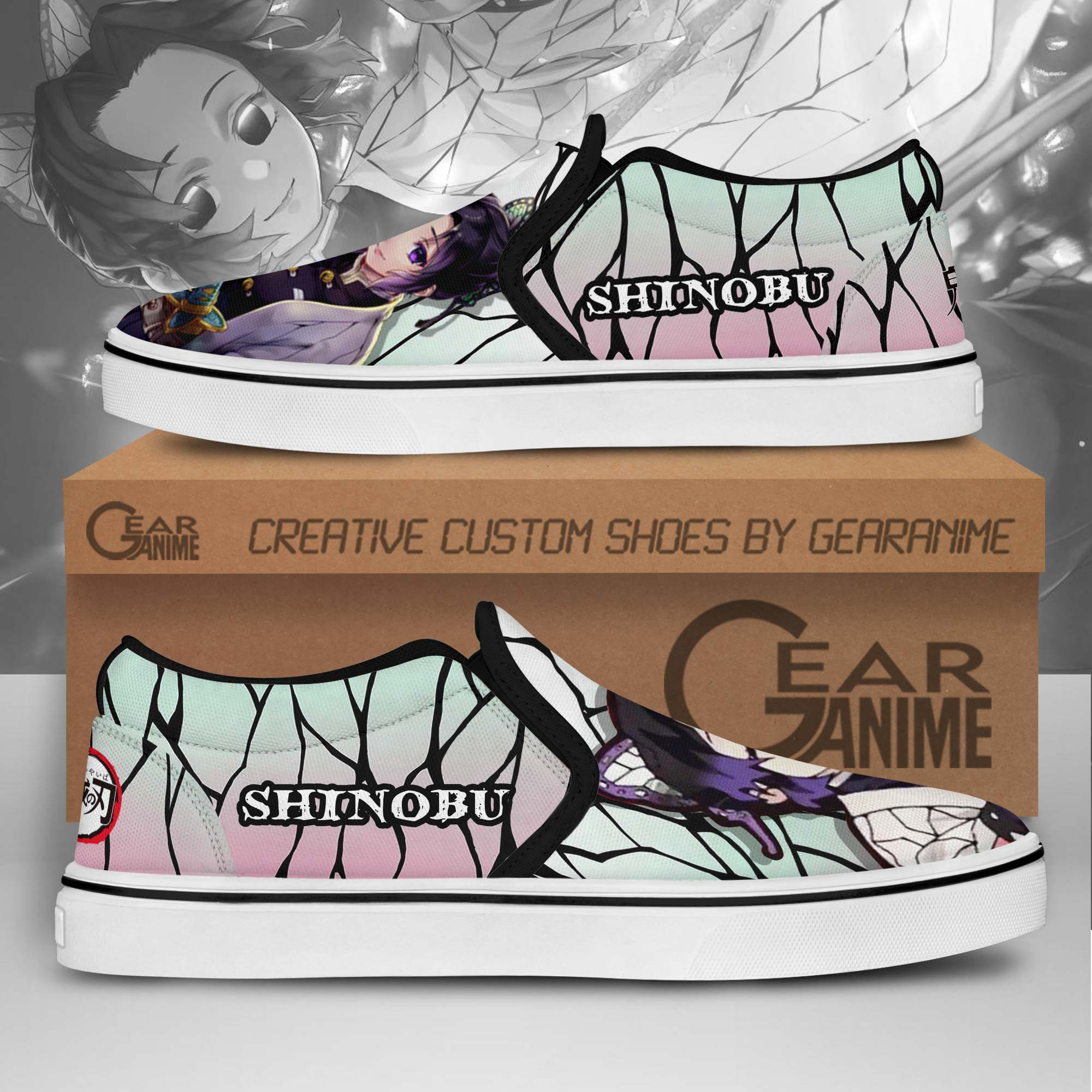 Shinobu Kocho Slip-On Shoes Canvas Custom Demon Slayer Anime Shoes