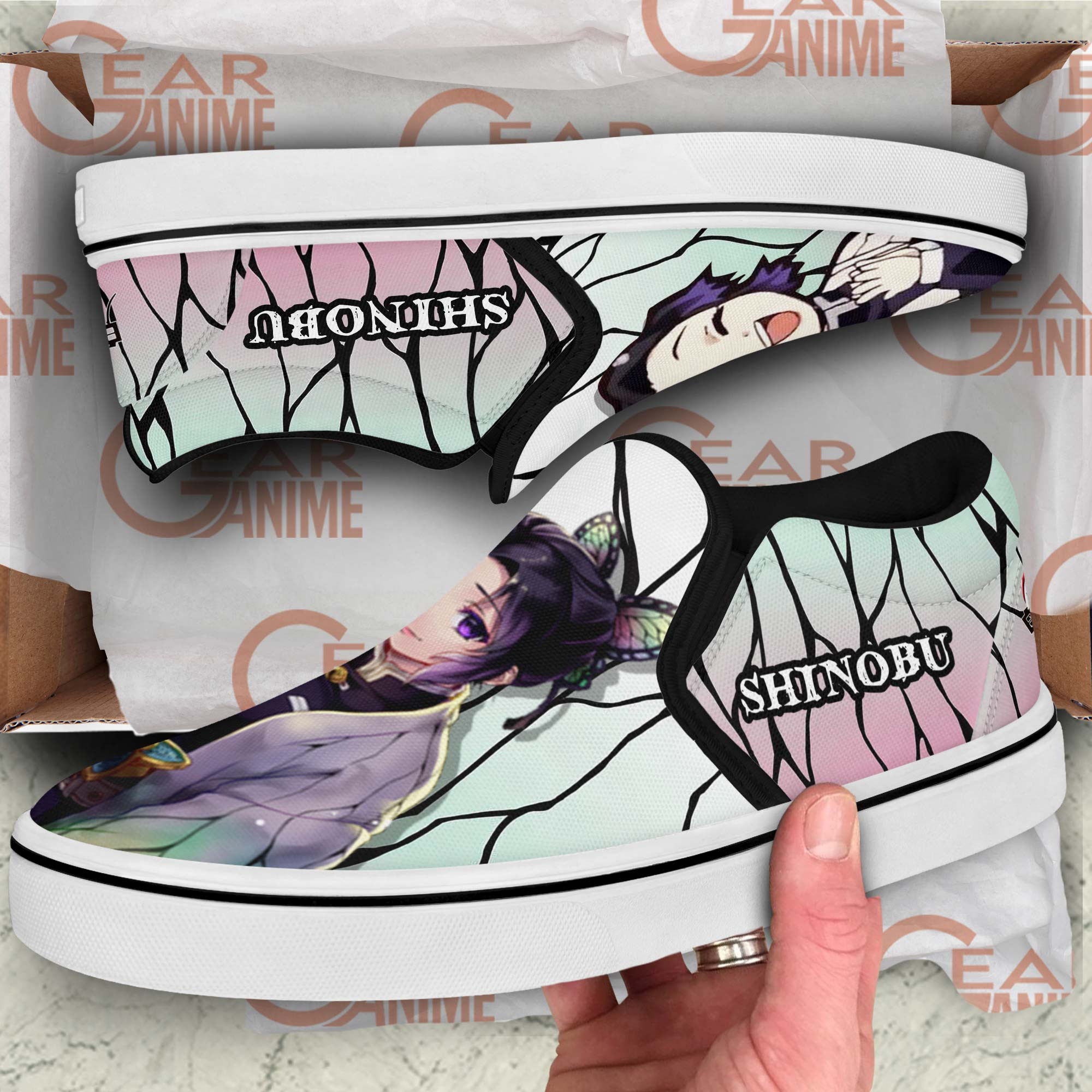 Shinobu Kocho Slip-On Shoes Canvas Custom Demon Slayer Anime Shoes