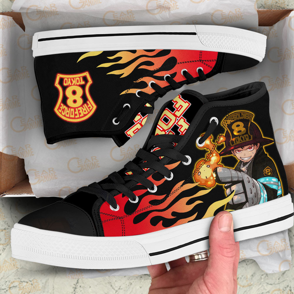 Shinra Kusakabe High Top Shoes Custom Fire Force Anime Flame Sneakers